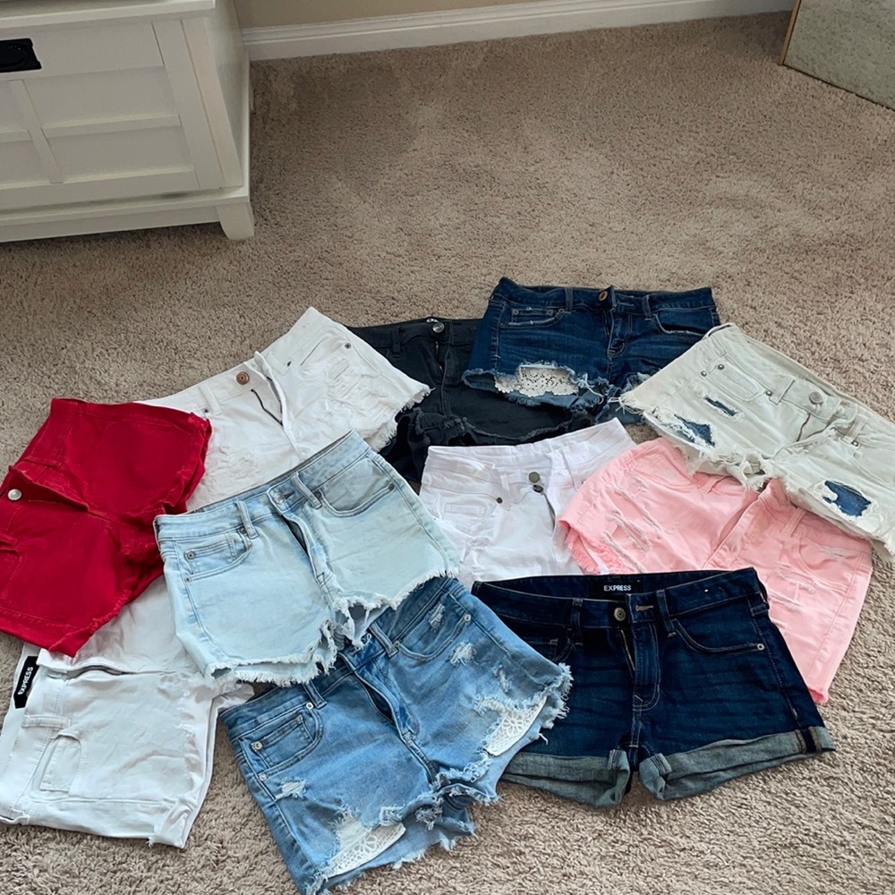 Mixture of American Eagle & Express jean shorts